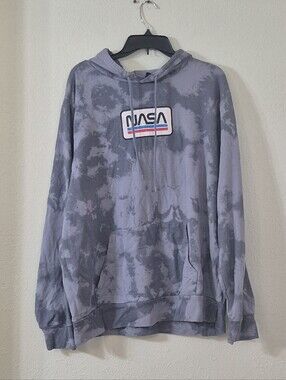 MAD Engine Gray Tie-Dye NASA Patch Hoodie